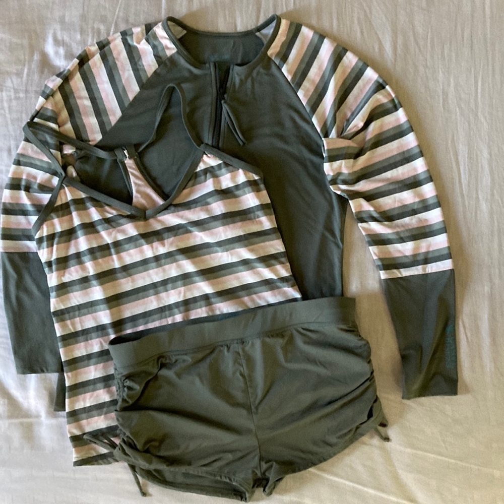 Carve Designs Rash Guard, Bralette, Boy Short Bathing Suit Set